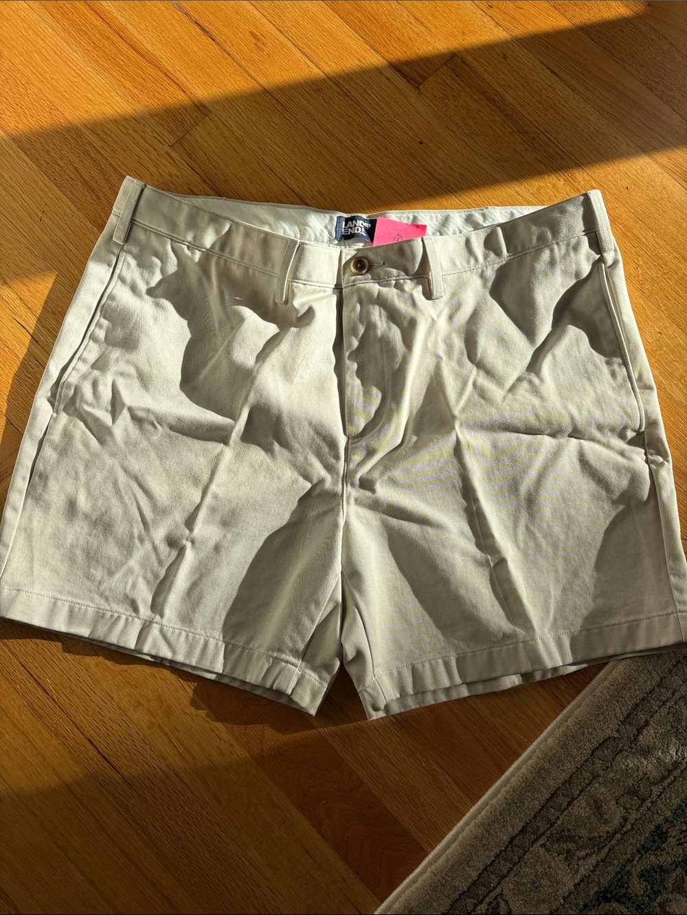 Lands' End Men's Flat Front Khaki Shorts - Light Beige